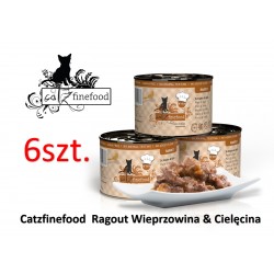 PAKIET 6 SZT Catz Finefood Ragout No 609 - wieprzowina z cielęciną z batatami i cukinią  180g