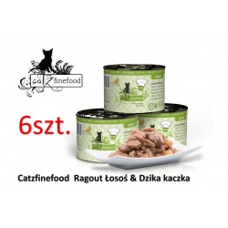 Pakiet 6 szt Catz Finefood Ragout No 605 - łosoś z dziką kaczką 180g, mokra karma dla kota