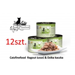 Pakiet 12 szt Catz Finefood Ragout No 605 - łosoś z dziką kaczką 180g, mokra karma dla kota