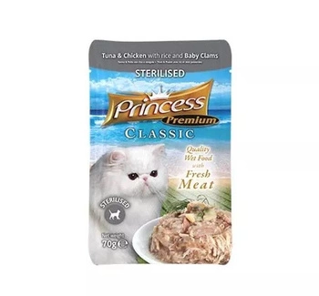 Princess Premium Sterilised  Małże Baby Tauryna  70g mokra karma dla kota