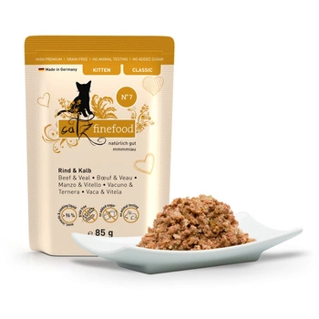 Catz finefood Kitten No.07 wołowina cielecina 85g mokra karma dla kociąt