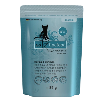 Catz finefood No.13 śledź & krewetki 85g mokra karma dla kota