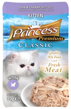 Princess Premium Kitten Tuńczyk Kurczak z tauryną 70g mokra karma dla kota