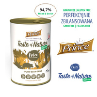 Prince Farmer Feast 97% mięso i rosół. Wieprzowina & dziczyzna 400 gr mokra karma dla psa bez kurczaka, bez zbóż