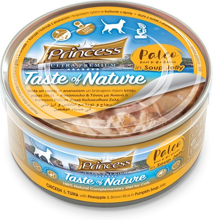 Princess Paleo Kurczak Tuńczyk Ananas Brązowy Ryż w bulionie z dyni 170g mokra karma dla kota