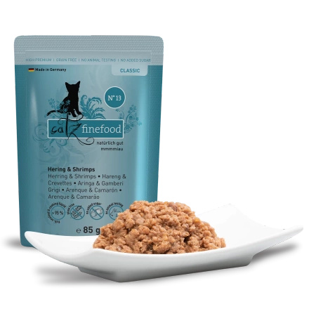 Catz finefood No.13 śledź & krewetki 85g mokra karma dla kota