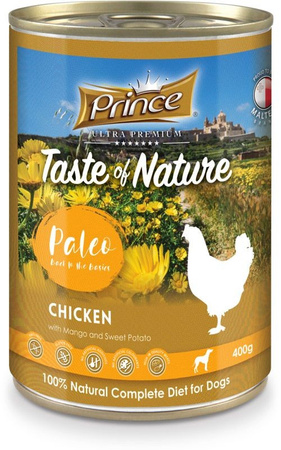 Prince Paleo Premium Kurczak Mango Słodkie ziemniaki 400 gr mokra karma dla psa