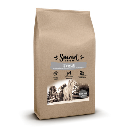 Smart Nature Dog Senior Skin Coat Fish 12kg karma bez zbóż w 100% z mięsa ryb, bez kurczaka, wsparcie stawów