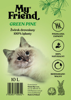 My Friend Green Pine drewniany żwirek niezbrylający dla kotów i małych ssaków 10 litrów