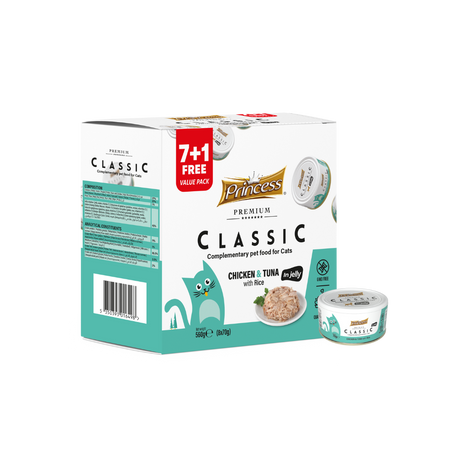 Princess Classic 70g Kurczak ,Tuńczyk, Ryż 7+1  mokra karma dla kota w galaretce