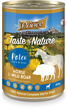 Prince Premium Konina Dzik Papryka Żurawina 400g mokra karma dla psa