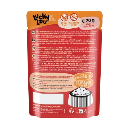 Lucky Lou Extra Food Tuńczyk z jabłkiem w bulionie saszetka 70g dla kota