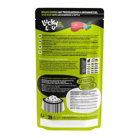Lucky Lou SuperMono Dzik 125g Monobiałkowa karma dla kocich alergików 