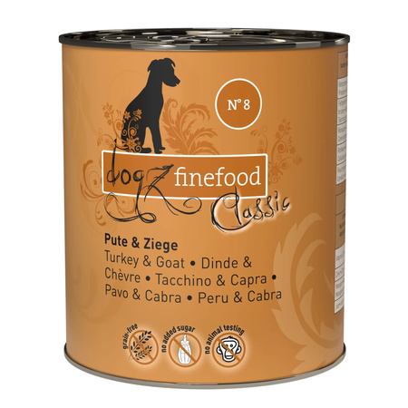 Dogz finefood No8 Miso indyk i koza 800g Hipoalergiczna mokra karma dla psa