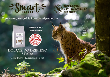 Smart Nature Kitten 70% mięsa z indyka i kurczaka, bez zbóż, dla kociąt 300 g