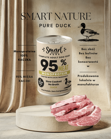 Smart Nature Pure DUCK 95% MIĘSA Monoproteinowa wysokomięsna karma mokra dla psa 