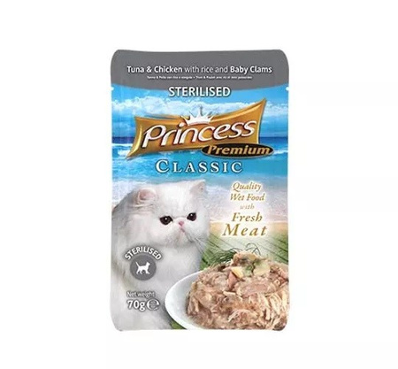 Princess Premium Sterilised  Małże Baby Tauryna  70g mokra karma dla kota