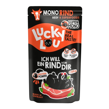 Lucky Lou SuperMono Wołowina 125g  monobiałkowa karma dla kotów alergików
