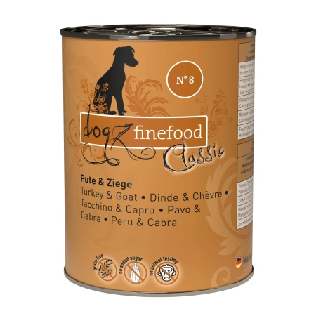 Dogz finefood No.8 indyk & koza 400g Eliminacyjna hipoalergiczna karma dla psa 100% mięsa