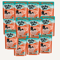 Lucky Lou Extra Food Tuńczyk i Łosoś w bulionie 70g Pakiet 12 sztuk