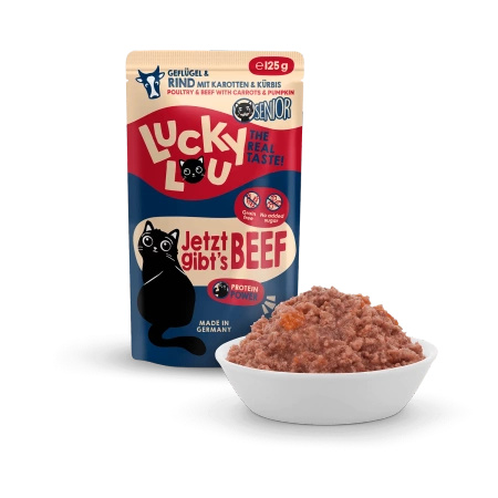 Lucky Lou Lifestage Senior Drób i Wołowina 125g Mokra Karma Funkcjonalna dla Starszych Kotów