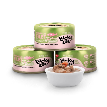 Lucky Lou Extra Food Tuńczyk z warzywami w puszce 70g Dla wybrednego kota
