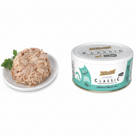 Princess Classic 70g Kurczak Tuńczyk Ryż mokra karma dla kota w galaretce