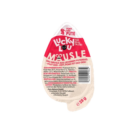 Lucky Lou Mausle Myszka Indyk 28g wyjątkowy monobiałkowy przysmak dla kota