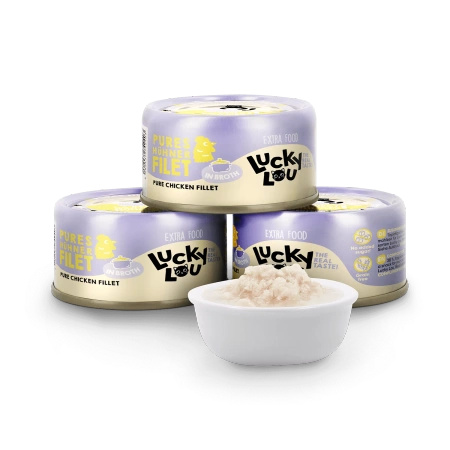 Lucky Lou Extra Food filet z kurczaka w bulionie puszka 70g dla wybrednego kota