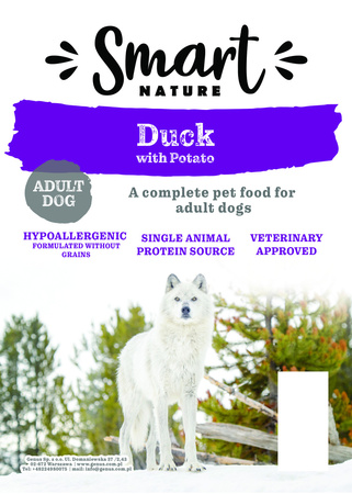 Smart Nature Dog Hypoallergenic Duck 2kg karma dla psa bez zbóż z mięsa kaczki, bez kurczaka Veterinary Approved