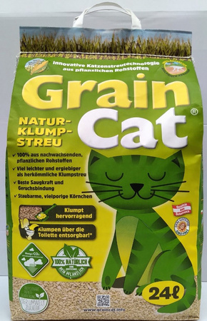 GrainCat zbrylający żwirek dla kota GreenCat Ekologiczny bezzapachowy 100% naturalny żwirek 24 L ( waga 8 kg)