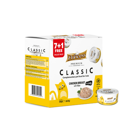 Princess Classic 70g 100% mięso z piersi kurczaka 7+1 mokra karma dla kota w galaretce