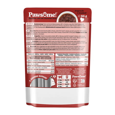 Pawsome!® Dla kotów Dorosłych Wołowina 85g Pełnowartościowa i Smaczna Karma