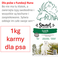 Dla potrzebujących psów sucha karma 1kg Smart Nature Jagnięcina