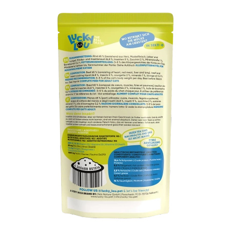 Lucky Lou Lifestage Adult Wołowin & Insekty 125g Hipoalergiczma karma dla kotów