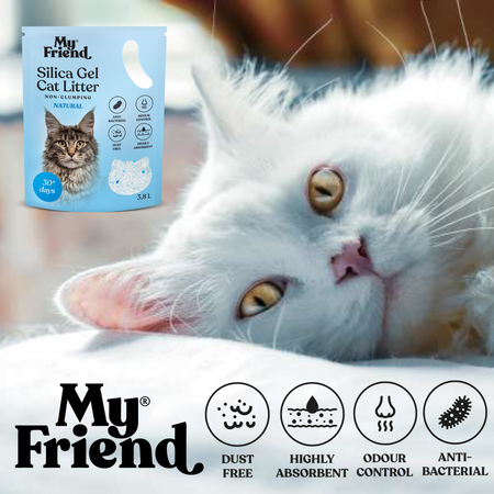 My Friend Natural Silica 3,8l Żwirek Silikonowy Dla Kota 9 sztuk