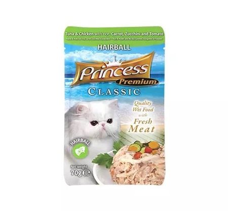Princess Premium Hairball  Tauryna 70g mokra karma dla kota
