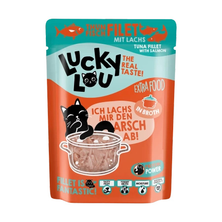 Lucky Lou Extra Food Tuńczyk i Łosoś w bulionie 70 g Jedzenie dla kota