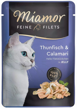 Miamor Feine Filets z tuńczykiem  i kalmarami w galaretce 100g mokra karma dla kota