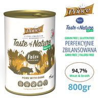 Prince Farmer's Feast mokra karma dla psa z 97% mięsa z rosołem. Wieprzowina & dziczyzna 800 gr karma bez kurczaka, bez zbóż