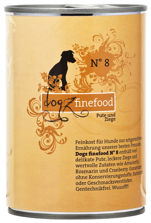 Dogz finefood No.8 indyk & koza 400g Eliminacyjna hipoalergiczna karma dla psa 100% mięsa