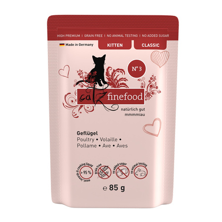 Catz finefood Kitten No.03 Drób 85g mokra karma dla kociąt
