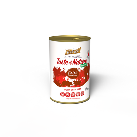 Prince Farmer's Feast mokra karma dla psa z 97% mięsa z rosołem. Wieprzowina & wołowina 800 gr karma bez kurczaka, bez zbóż