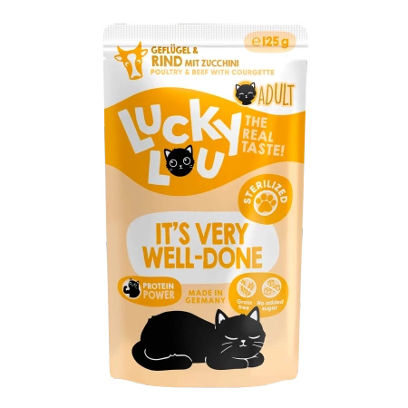 Lucky Lou Lifestage dla kotów sterylizowanych drób i wołowina 125g Saszetka dla kota