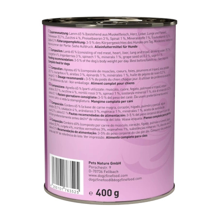 Dogz finefood No.10 jagnięcina 400g mokra karma dla psa