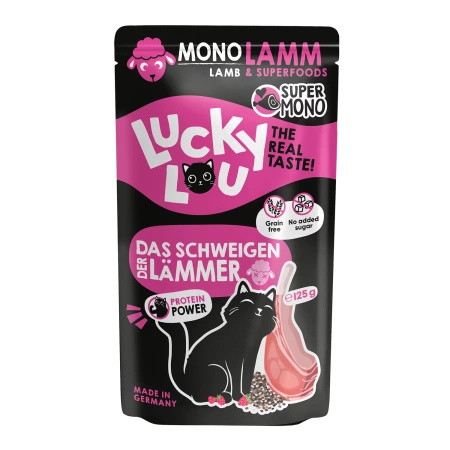 Lucky Lou SuperMono Jagnięcina 125g monobiałkowa karma dla kotów alergików Hipoalergiczna