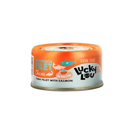 Lucky Lou Extra Food Filety mięsne Tuńczyk i Łosoś w puszce 70g dla wybrednego kota