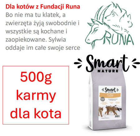 Dla potrzebujących kotów sucha karma 500g Smart Nature 70% mięsa