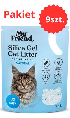 My Friend Natural Silica 3,8l Żwirek Silikonowy Dla Kota 9 sztuk