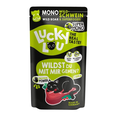 Lucky Lou SuperMono Dzik 125g Monobiałkowa karma dla kocich alergików 